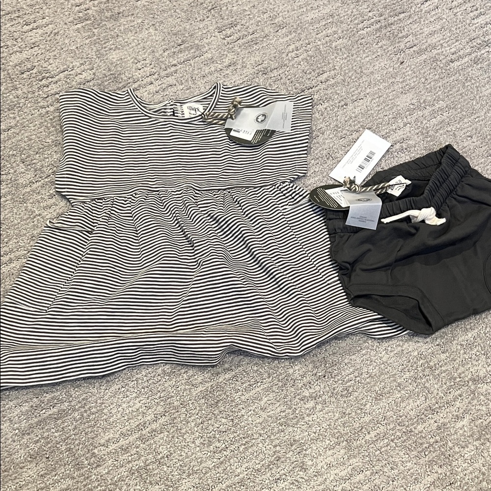 Chic Black and White Striped Kids Dress